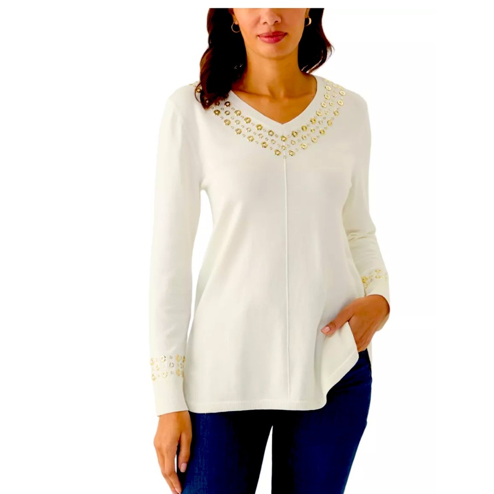 Women’s Ruby Road Berry Glam White Sweater